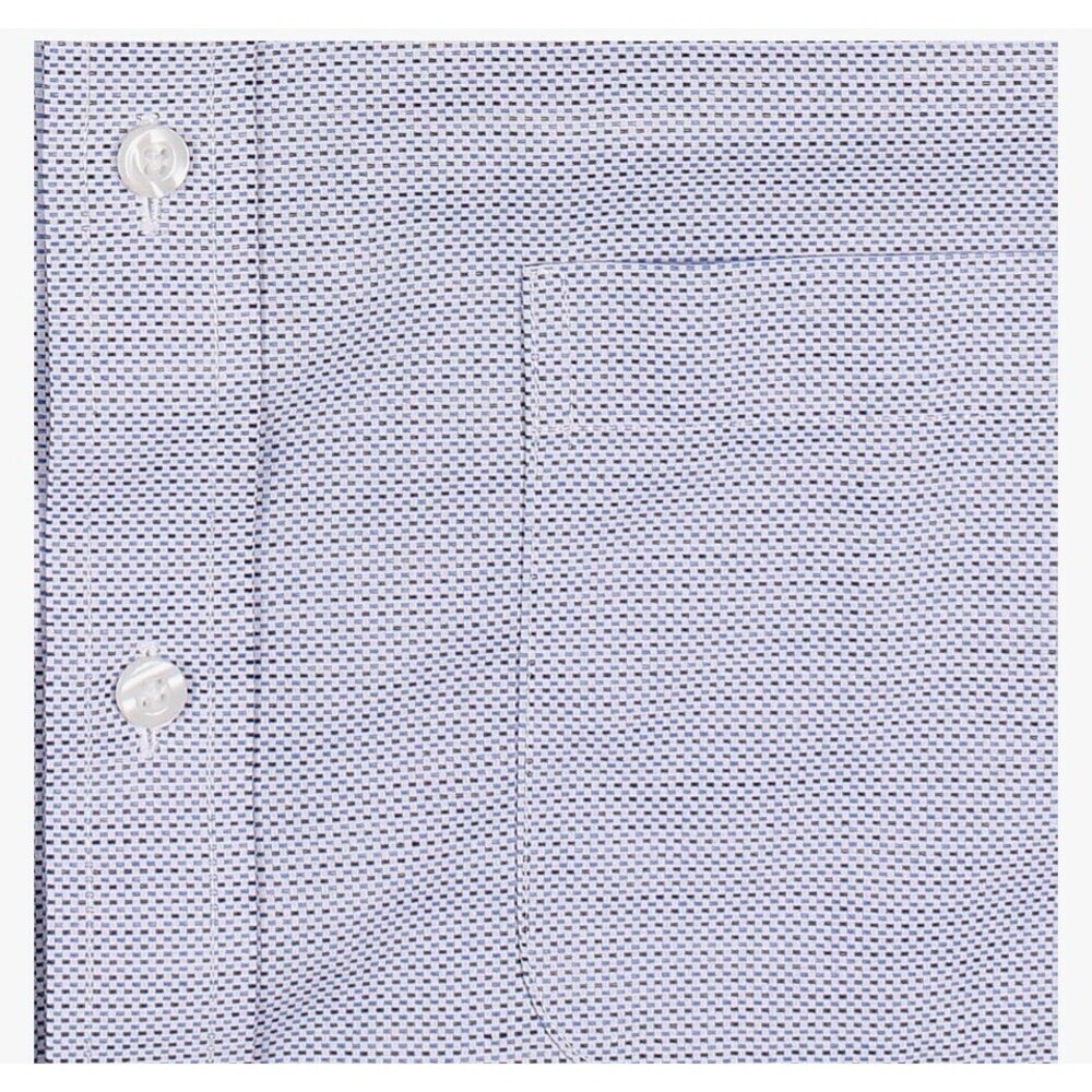 Gold Label Roundtree & Yorke Dress Shirt Mens 17.5 Blue Herringbone - Picture 8 of 11